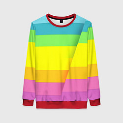 Свитшот женский Разноцветные полосы, цвет: 3D-красный