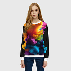Свитшот женский Взрыв разноцветных облаков, цвет: 3D-белый — фото 2
