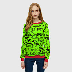 Свитшот женский Lil Peep кислотный паттерн, цвет: 3D-красный — фото 2