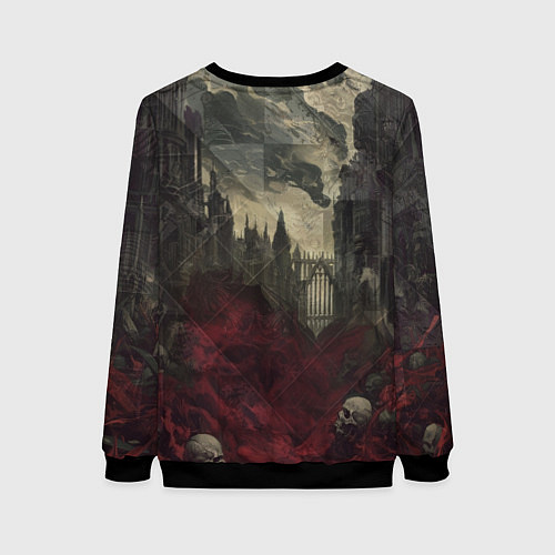 Женский свитшот Рыцарь с багровым мечом / 3D-Черный – фото 2