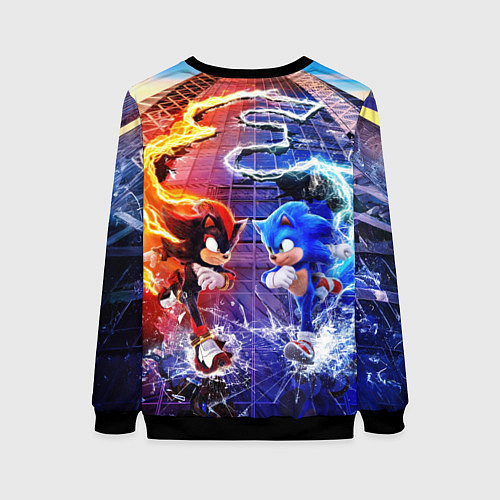 Женский свитшот Соник и Шэдоу ёжики / 3D-Черный – фото 2