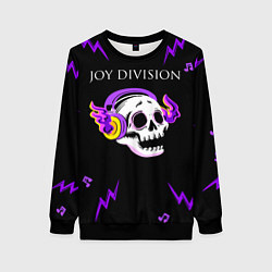 Свитшот женский Joy Division неоновый череп, цвет: 3D-черный