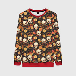 Женский свитшот Черепа и цветы - паттерн