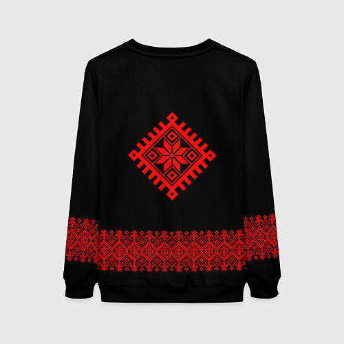 Женский свитшот Символ родноверия и вышивной узор / 3D-Черный – фото 2