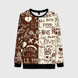 Свитшот женский Lil peep retro pattern, цвет: 3D-черный