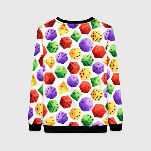 Женский свитшот Игровые разноцветные кости паттерн / 3D-Черный – фото 2