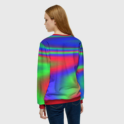 Женский свитшот Неоновые цвета градиент краски / 3D-Красный – фото 4