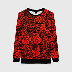 Свитшот женский Красная рябина, цвет: 3D-черный