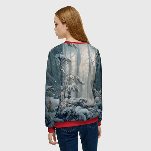 Женский свитшот Белый лис с рыжими пятнами / 3D-Красный – фото 4