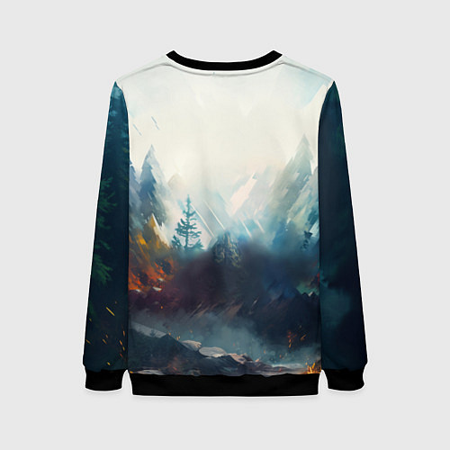 Женский свитшот Агрессивный бурый медведь / 3D-Черный – фото 2