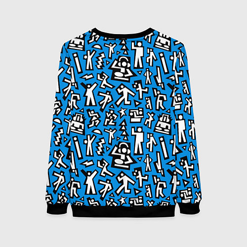 Женский свитшот Человечки паттерн / 3D-Черный – фото 2