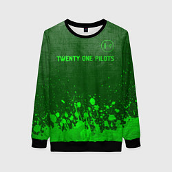 Свитшот женский Twenty One Pilots - green gradient посередине, цвет: 3D-черный