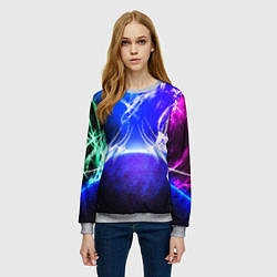 Свитшот женский Неоновый шторм текстура, цвет: 3D-меланж — фото 2