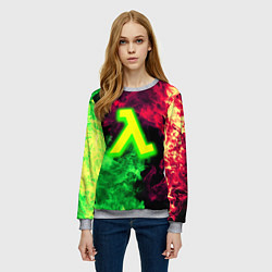 Свитшот женский Half life битва огня кислотное лого, цвет: 3D-меланж — фото 2