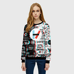 Свитшот женский Twenty one pilots glitch pattern, цвет: 3D-черный — фото 2