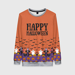 Свитшот женский Happy Halloween pattern, цвет: 3D-меланж