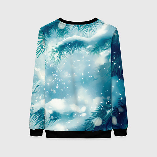 Женский свитшот Милая змейка на елочке / 3D-Черный – фото 2