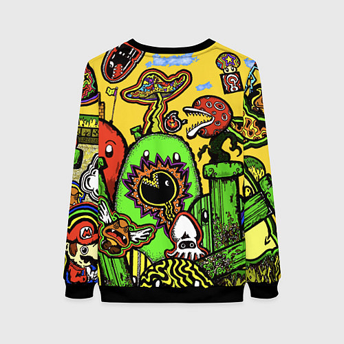 Женский свитшот Mario краски текстура / 3D-Черный – фото 2