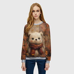 Свитшот женский Белый мишка в шарфе, цвет: 3D-меланж — фото 2