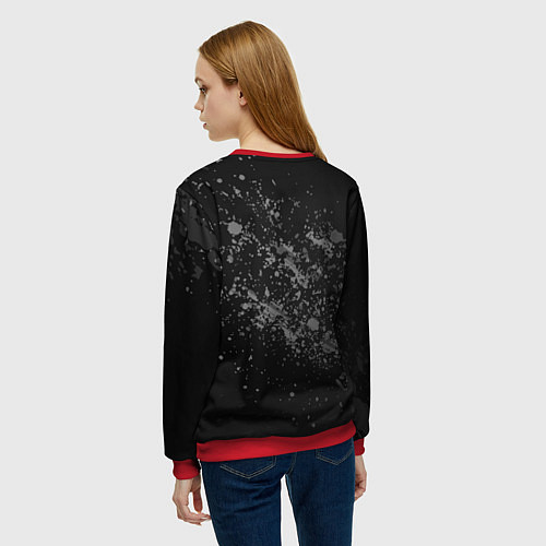 Женский свитшот Равнодушие черно-белый фон / 3D-Красный – фото 4
