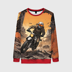 Свитшот женский Байкер в движении, цвет: 3D-красный