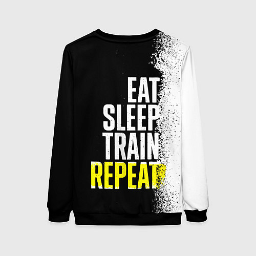 Женский свитшот Eat sleep train repeat / 3D-Черный – фото 2