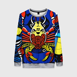 Свитшот женский Абстракция краб, цвет: 3D-меланж