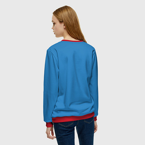 Женский свитшот Новогодний Рик огурчик - Merry Rickmas / 3D-Красный – фото 4