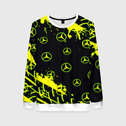 Свитшот женский Mercedes кислотные логотипы, цвет: 3D-белый