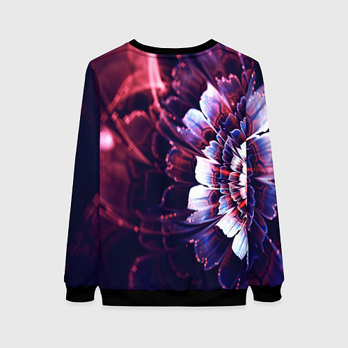 Женский свитшот Фрактальный цветок абстракция / 3D-Черный – фото 2