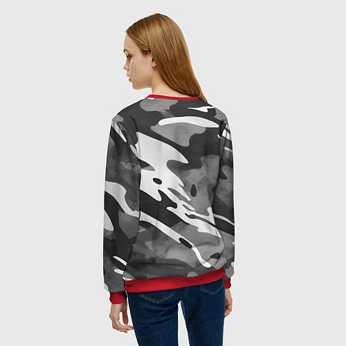 Женский свитшот Черно белый камуфляж / 3D-Красный – фото 4