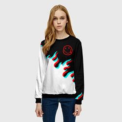 Свитшот женский Нирвана глитч огонь, цвет: 3D-черный — фото 2