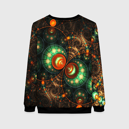 Женский свитшот Фрактальный узор абстрактный / 3D-Черный – фото 2