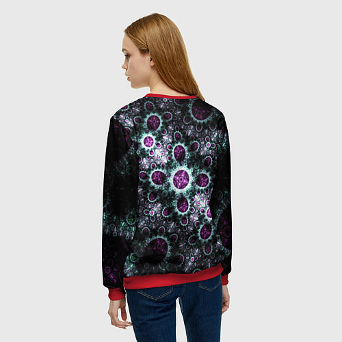 Женский свитшот Фрактальный узор геометрия / 3D-Красный – фото 4