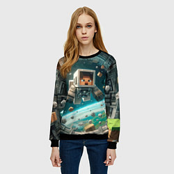 Свитшот женский An astronaut in outer space - Minecraft, цвет: 3D-черный — фото 2
