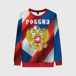 Свитшот женский Цвета флага России, паттерн, цвет: 3D-красный
