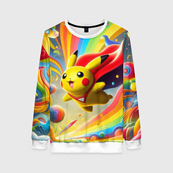 Свитшот женский Super Pikachu - ai art fantasy, цвет: 3D-белый