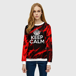 Свитшот женский Keep calm flame red, цвет: 3D-белый — фото 2