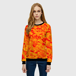 Свитшот женский Красные плитки на жёлтом фоне, цвет: 3D-черный — фото 2