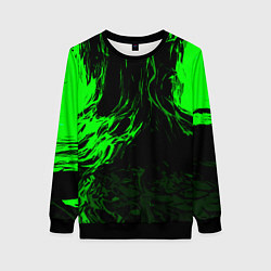 Свитшот женский Зелёная энергия на чёрном фоне, цвет: 3D-черный