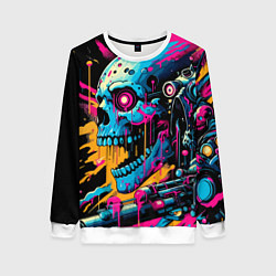 Свитшот женский Cool cyber skull - ai art, цвет: 3D-белый