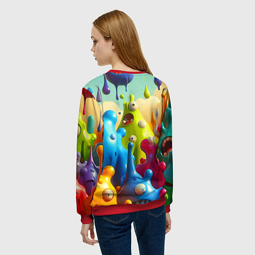 Женский свитшот Мультяшные персонажи - нейроарт / 3D-Красный – фото 4
