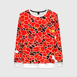 Свитшот женский Абстрактные плитки красные и чёрные, цвет: 3D-белый