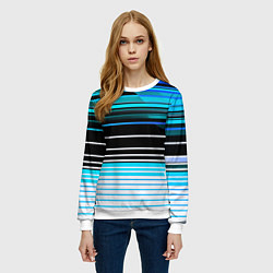 Свитшот женский Разноцветные вертикальные линии, цвет: 3D-белый — фото 2