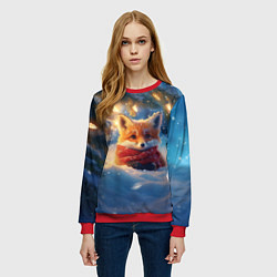 Свитшот женский Лисица под новогодней елкой, цвет: 3D-красный — фото 2