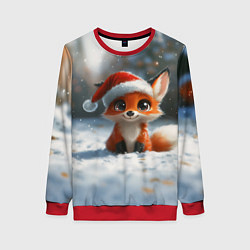 Свитшот женский Новогодняя милая лисичка, цвет: 3D-красный