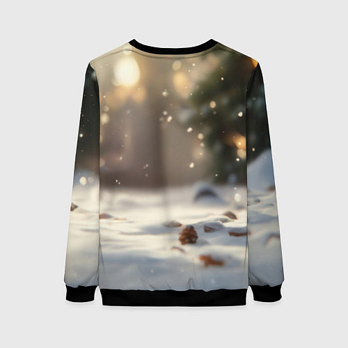 Женский свитшот Маленькая новогодняя лисичка / 3D-Черный – фото 2