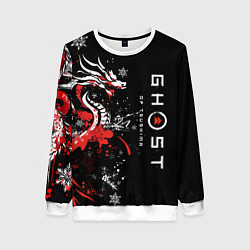 Свитшот женский Ghost of Tsushima - snowflakesv, цвет: 3D-белый