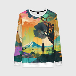 Свитшот женский На природе абстракция, цвет: 3D-белый