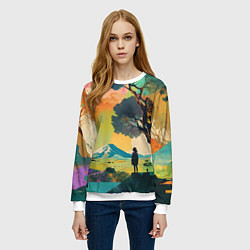 Свитшот женский На природе абстракция, цвет: 3D-белый — фото 2